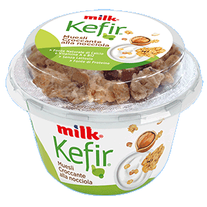 Kefir Mix Bianco Con Muesli Croccante alla Nocciola Senza lattosio Milk